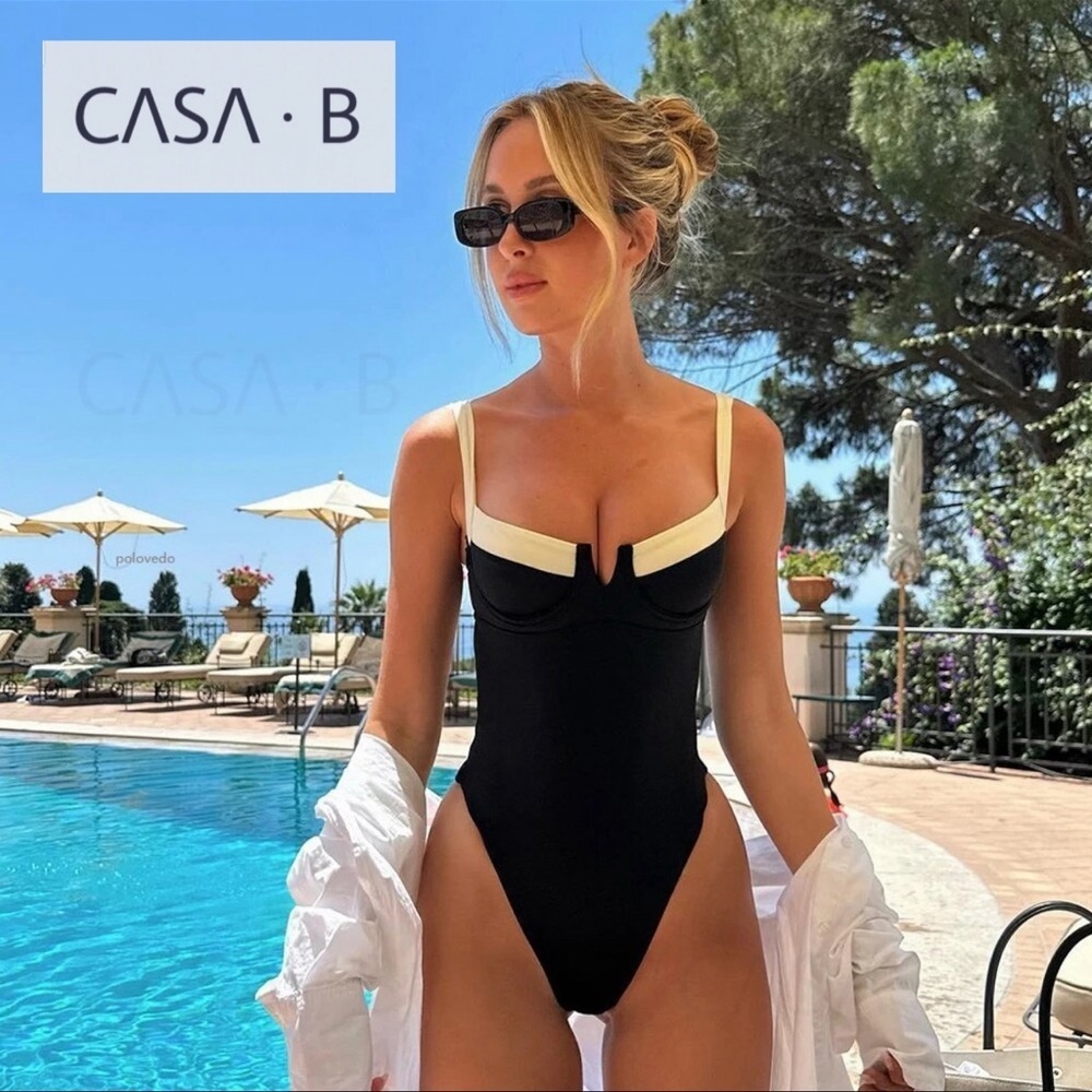 2/20💫to CASA B| Monaco One Piece Swimsuit in Ivory & Black - Picture 10 of 17